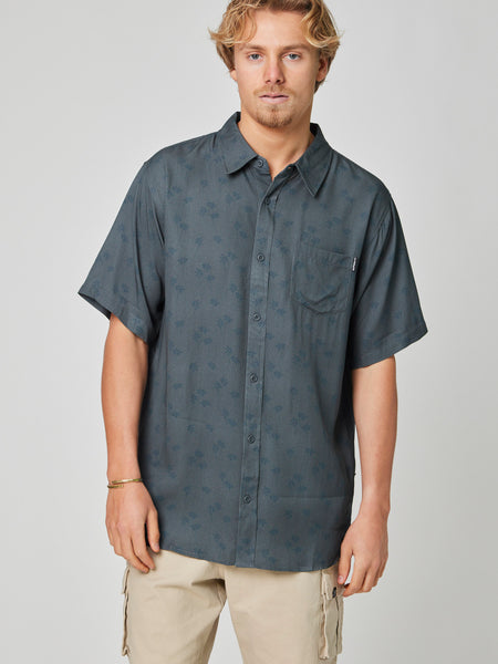 Camisa Manga Corta Palm Azul