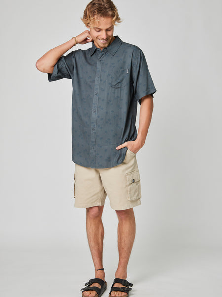 Camisa Manga Corta Palm Azul