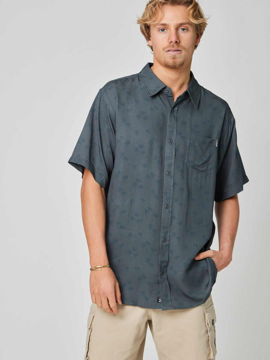 Camisa Manga Corta Palm Azul