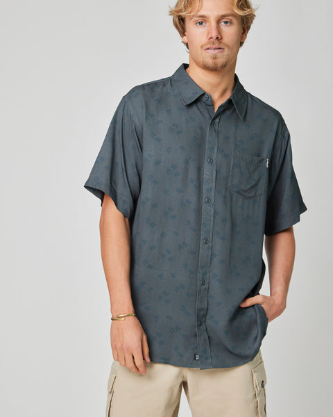 Camisa Manga Corta Palm Azul