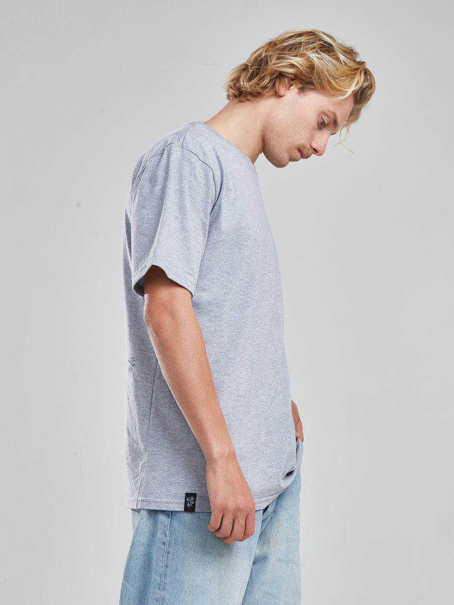 Polera Hombre Gris Melange Manga Corta Waves