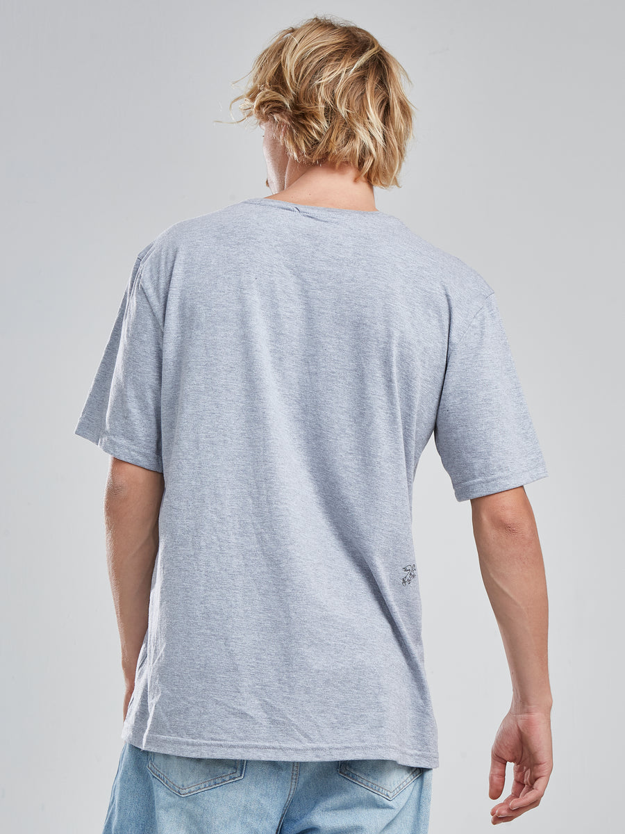Polera Hombre Gris Melange Manga Corta Waves