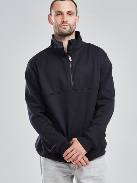 Poleron Half Zipper Negro