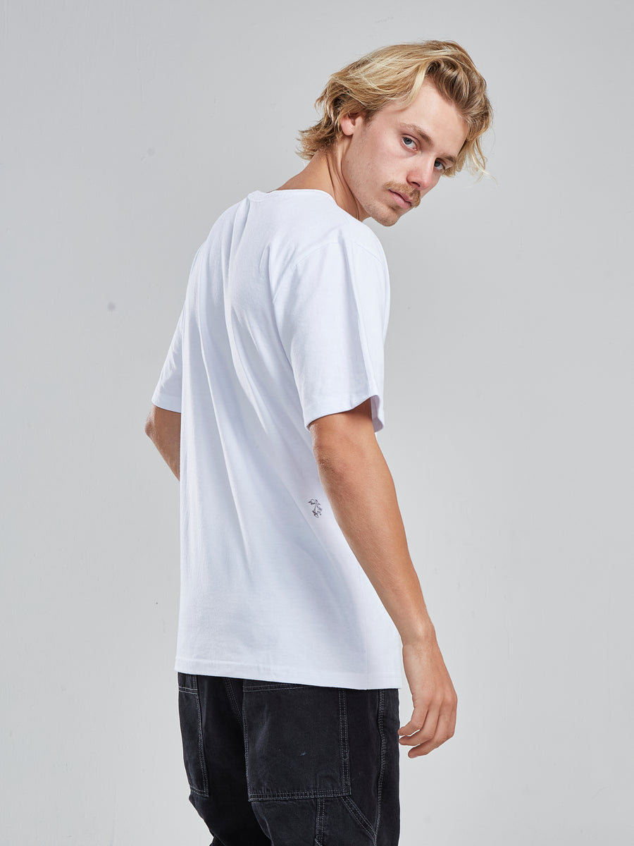 Polera Hombre Blanca Manga Corta Cactus