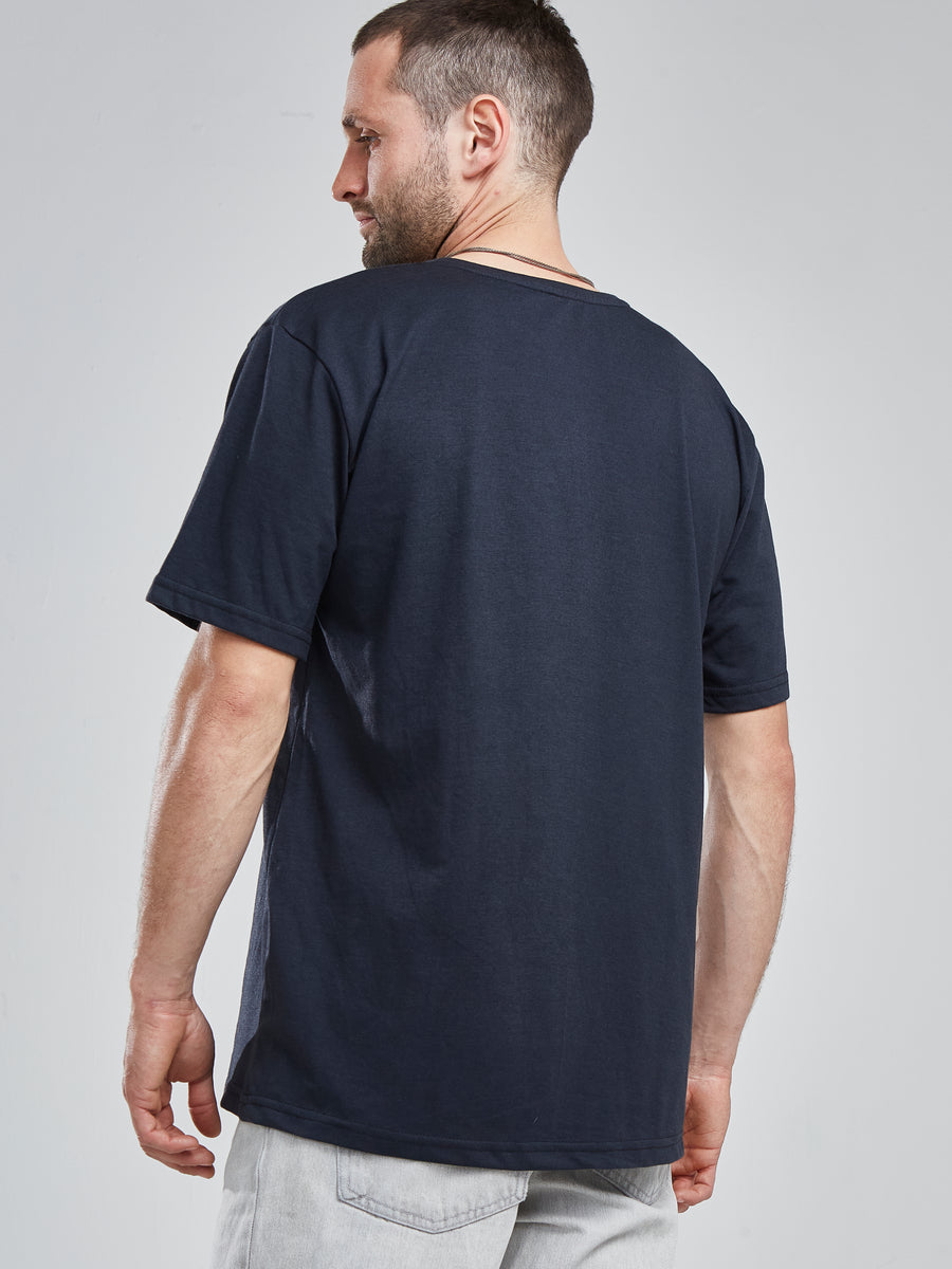 Polera Hombre Negro Manga Corta Waves