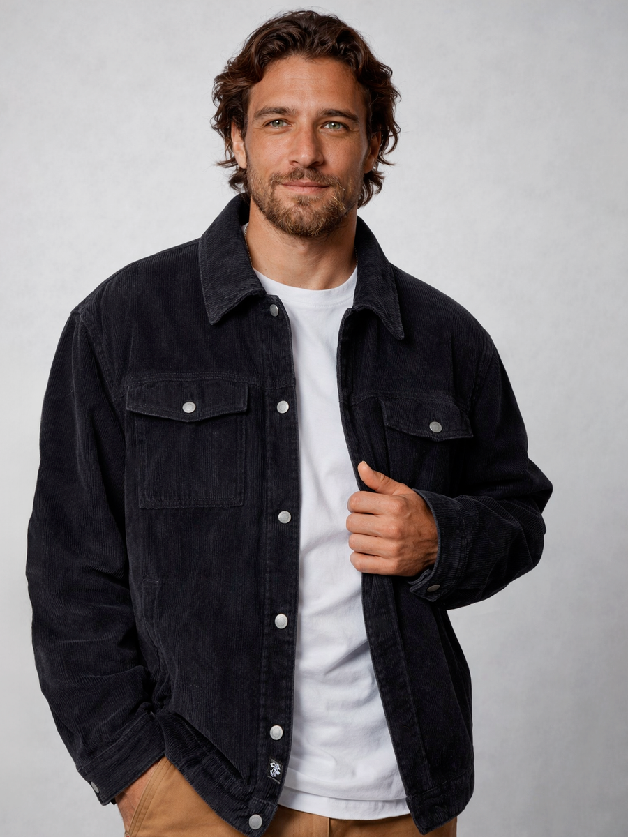 Chaqueta Hombre Cotelé Negra Classic