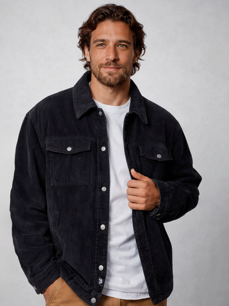 Chaqueta Hombre Cotelé Negra Classic