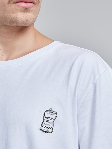 Polera Hombre Blanca Manga Corta Oil