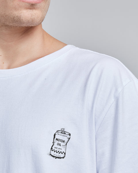 Polera Hombre Blanca Manga Corta Oil