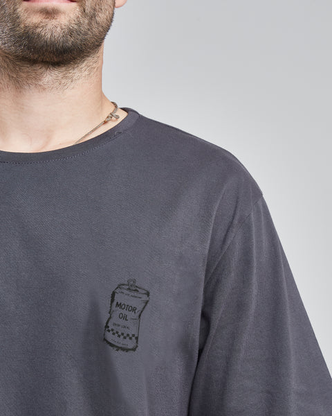 Polera Hombre Gris Manga Corta Oil
