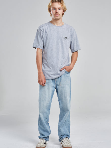 Polera Hombre Gris Melange Manga Corta Waves