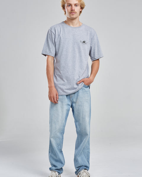 Polera Hombre Gris Melange Manga Corta Waves