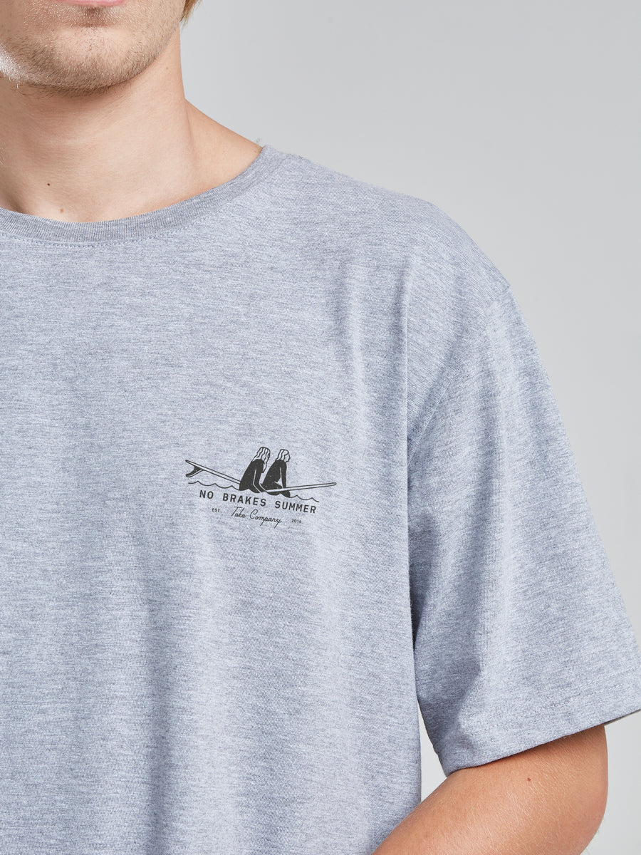 Polera Hombre Gris Melange Manga Corta Waves