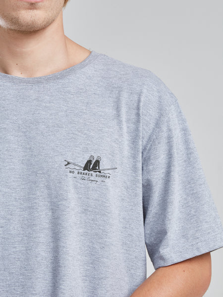 Polera Hombre Gris Melange Manga Corta Waves