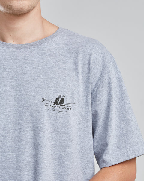 Polera Hombre Gris Melange Manga Corta Waves