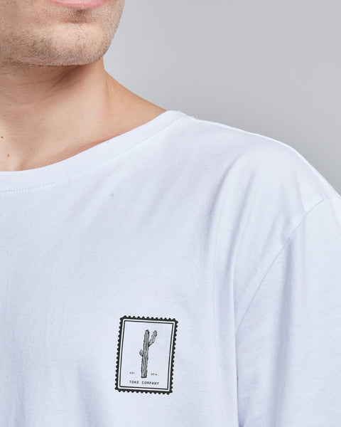 Polera Hombre Blanca Manga Corta Cactus