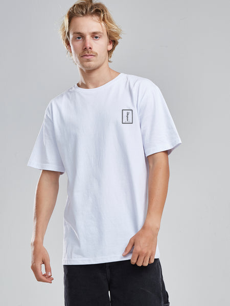 Polera Hombre Blanca Manga Corta Cactus