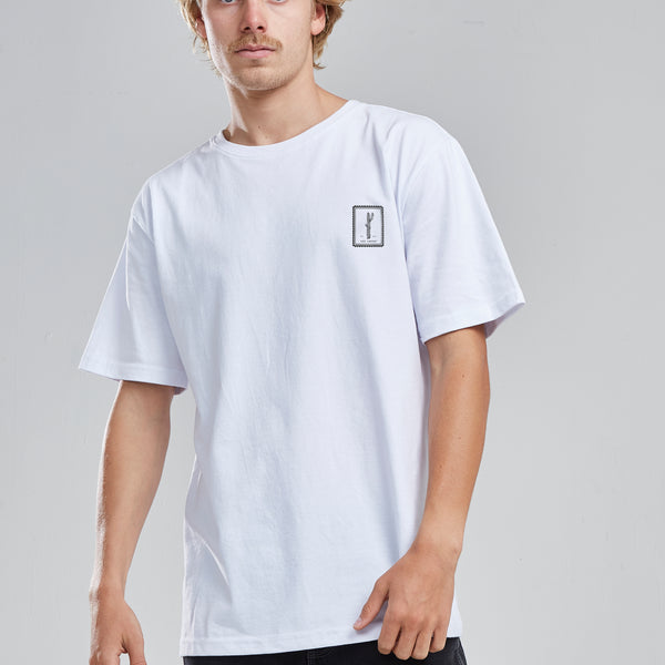 Polera Hombre Blanca Manga Corta Cactus