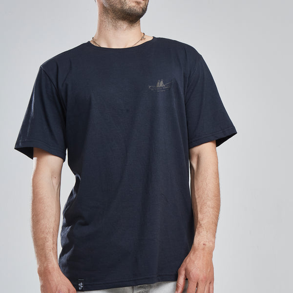 Polera Hombre Negro Manga Corta Waves