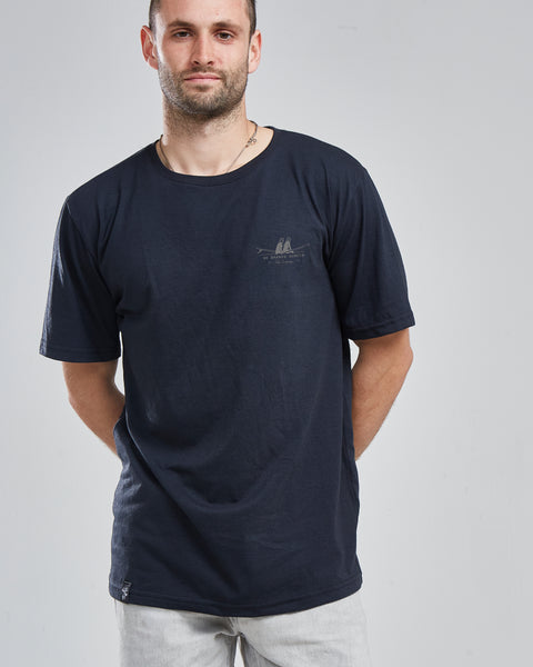 Polera Hombre Negro Manga Corta Waves