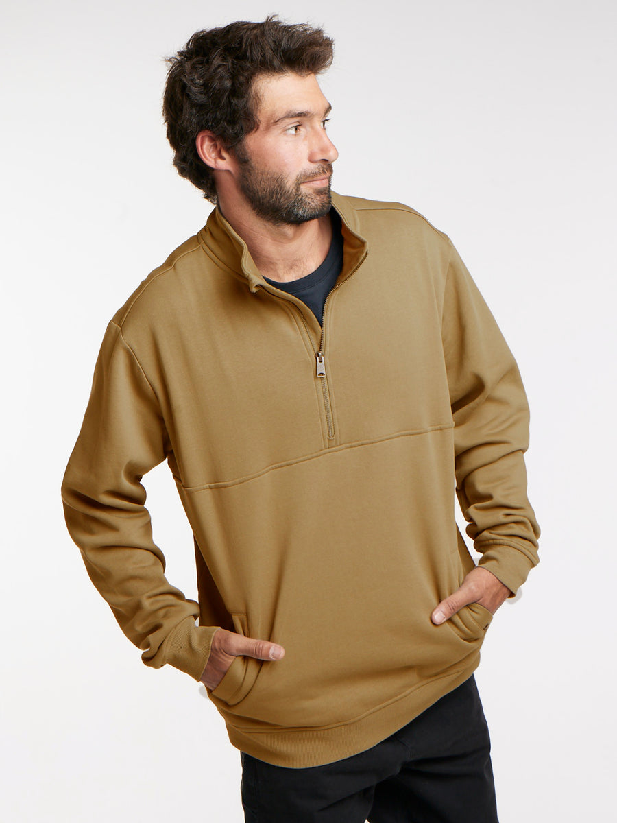 Poleron Café Hombre Half Zipper