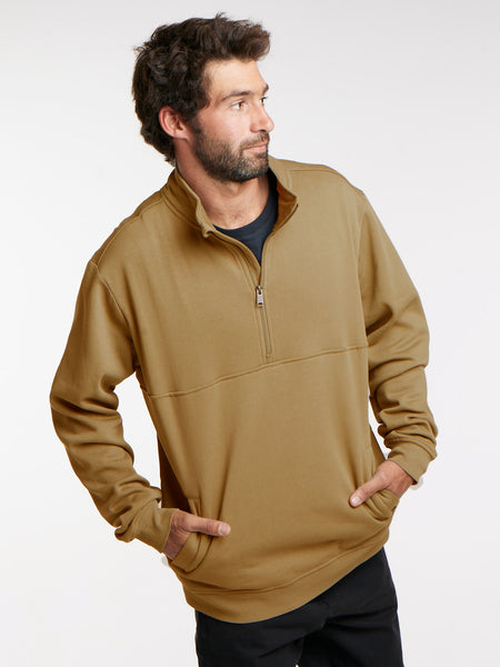 Poleron Café Hombre Half Zipper