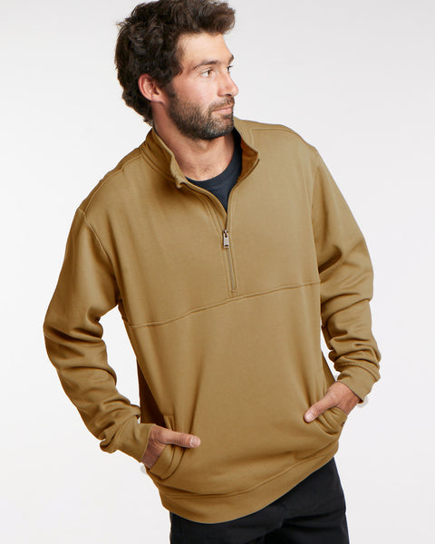 Poleron Café Hombre Half Zipper