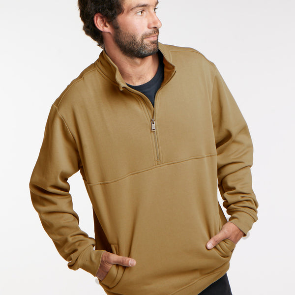 Poleron Café Hombre Half Zipper