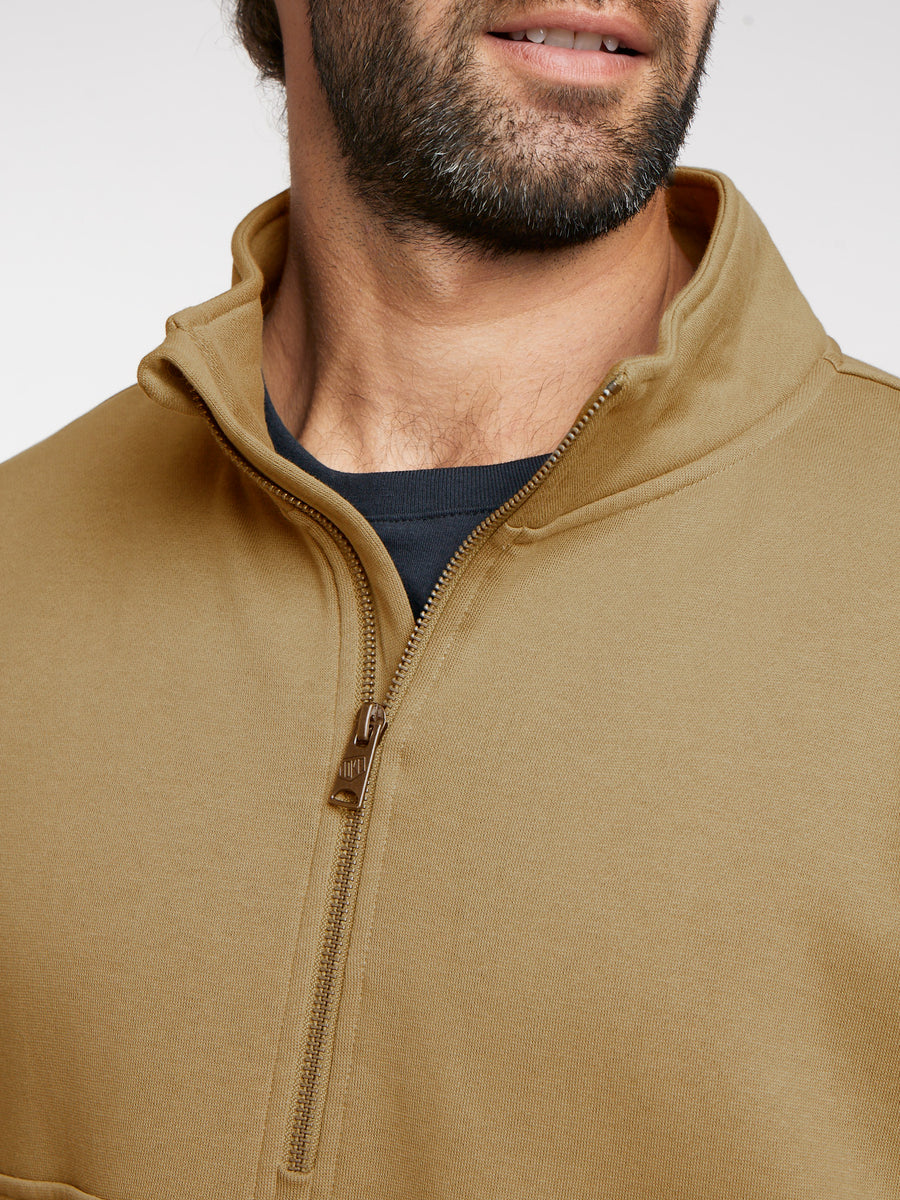 Poleron Café Hombre Half Zipper