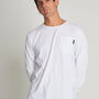 Polera Manga Larga Blanca Bolsillo