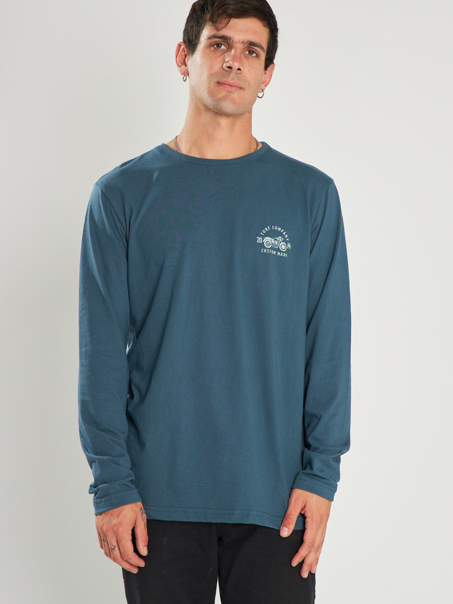 Polera Azul Manga Larga Moto