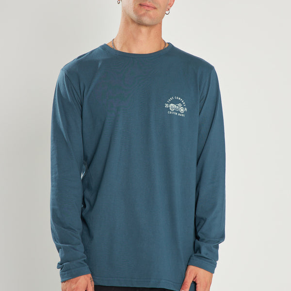Polera Azul Manga Larga Moto