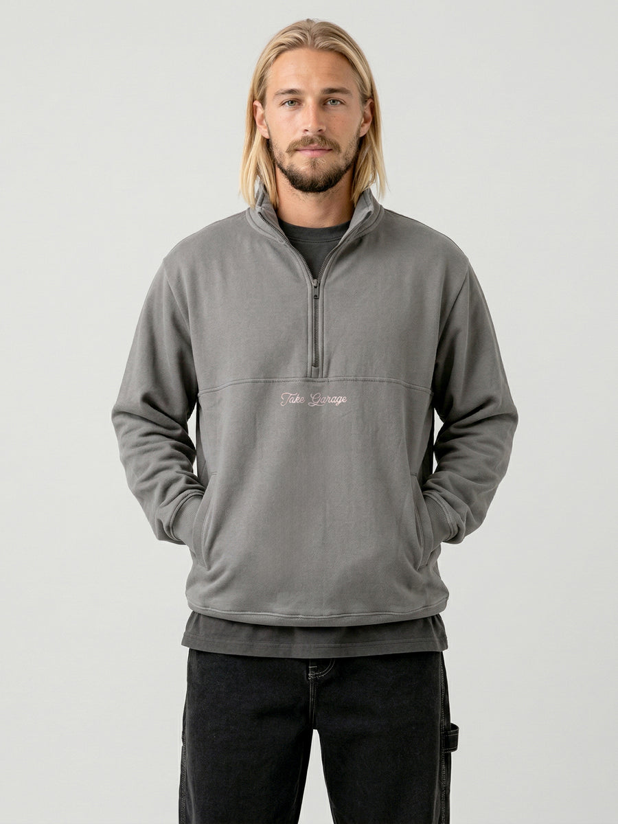 Poleron Half Zipper Gris Hombre Ozzy