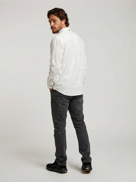 Camisa Manga Larga Hombre Lino Blanca
