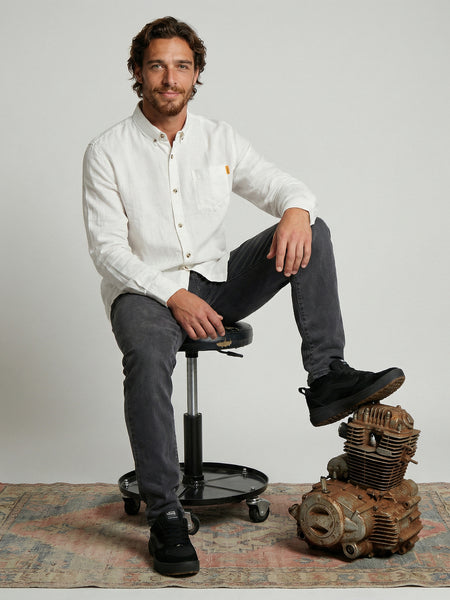 Camisa Manga Larga Hombre Lino Blanca