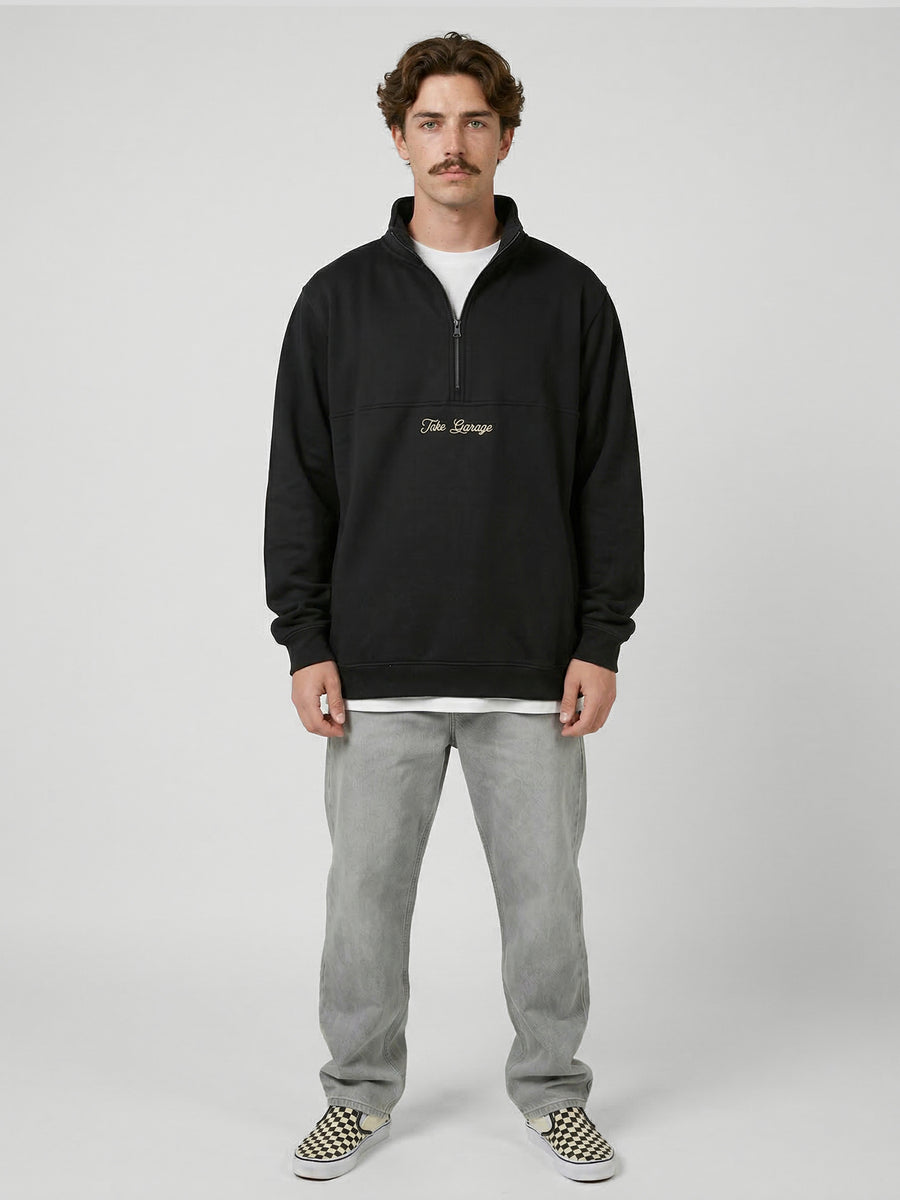 Poleron Half Zipper Negro Hombre Ozzy