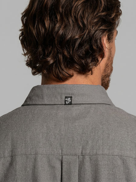 Camisa Manga Larga Hombre Algodón Gris