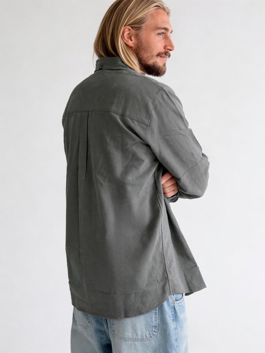 Camisa Manga Larga Hombre Retro Gris