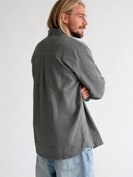 Camisa Manga Larga Hombre Retro Gris
