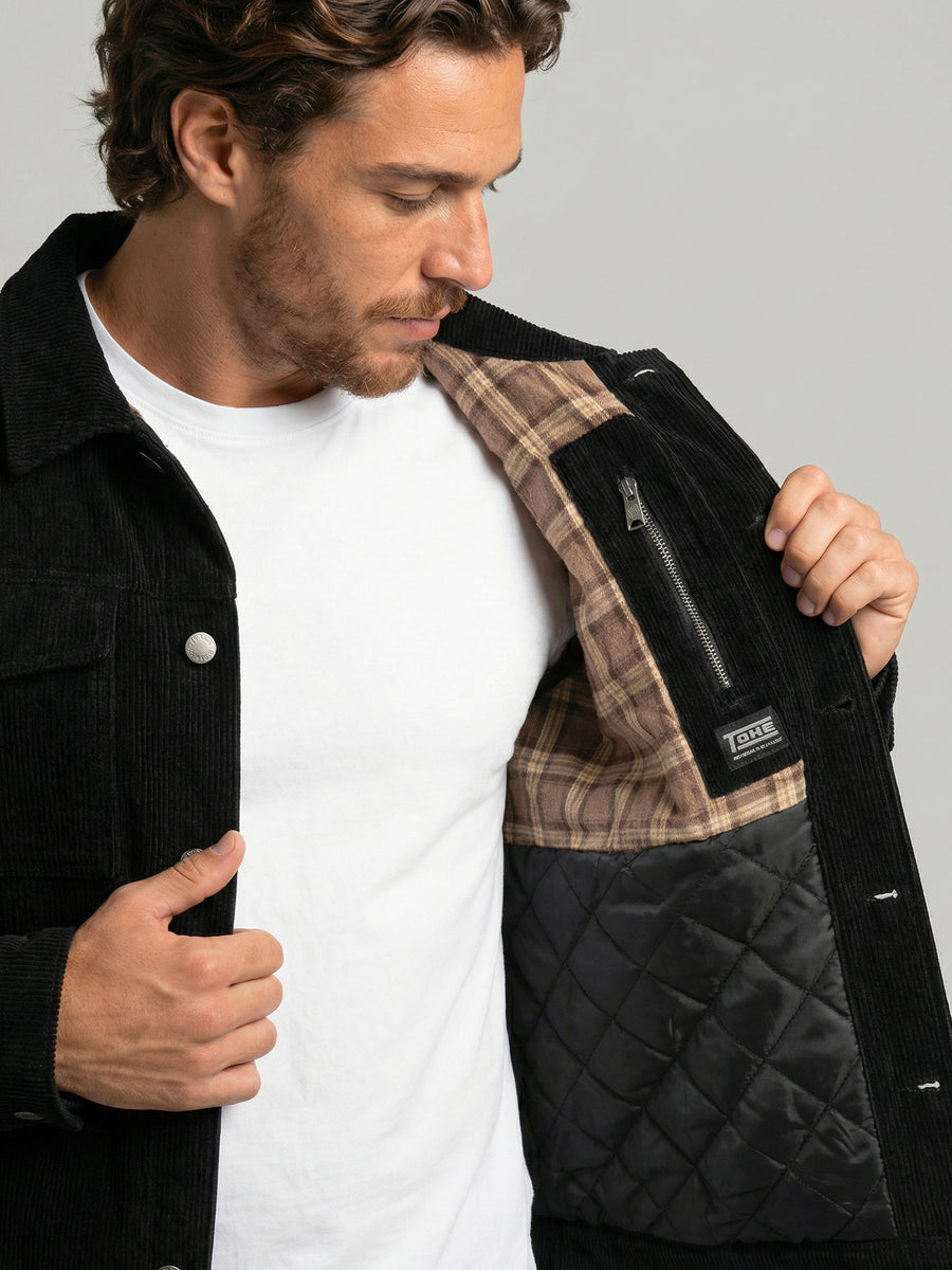Chaqueta Hombre Cotelé Negra Classic