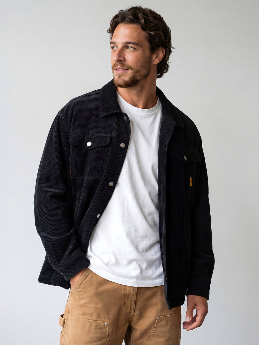 Chaqueta Hombre Cotelé Negra Classic