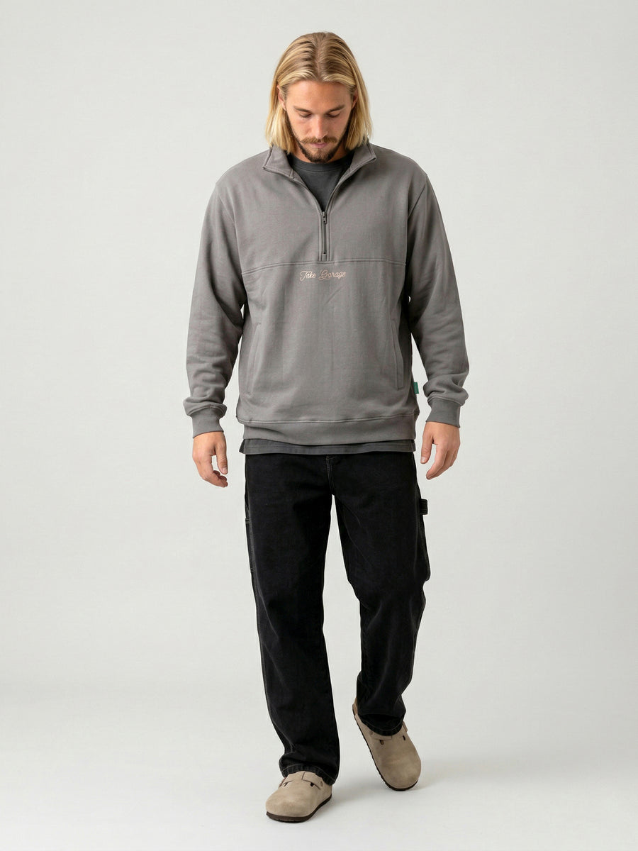 Poleron Half Zipper Gris Hombre Ozzy