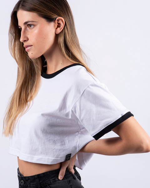 Polera Blanca Manga Corta Lisa