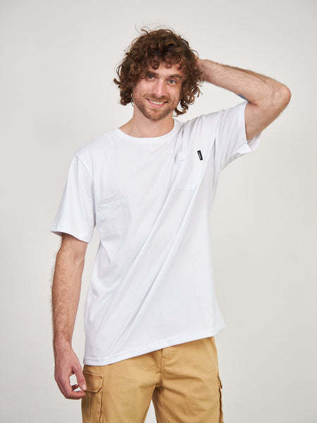 Polera con Bolsillo Blanca Manga Corta