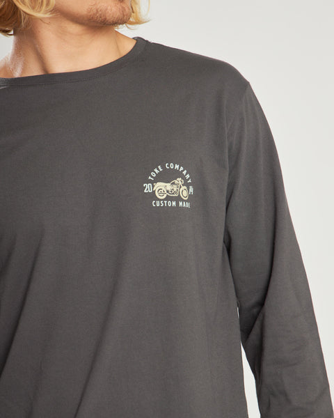 Polera Gris Oscuro Manga Larga Hombre Moto